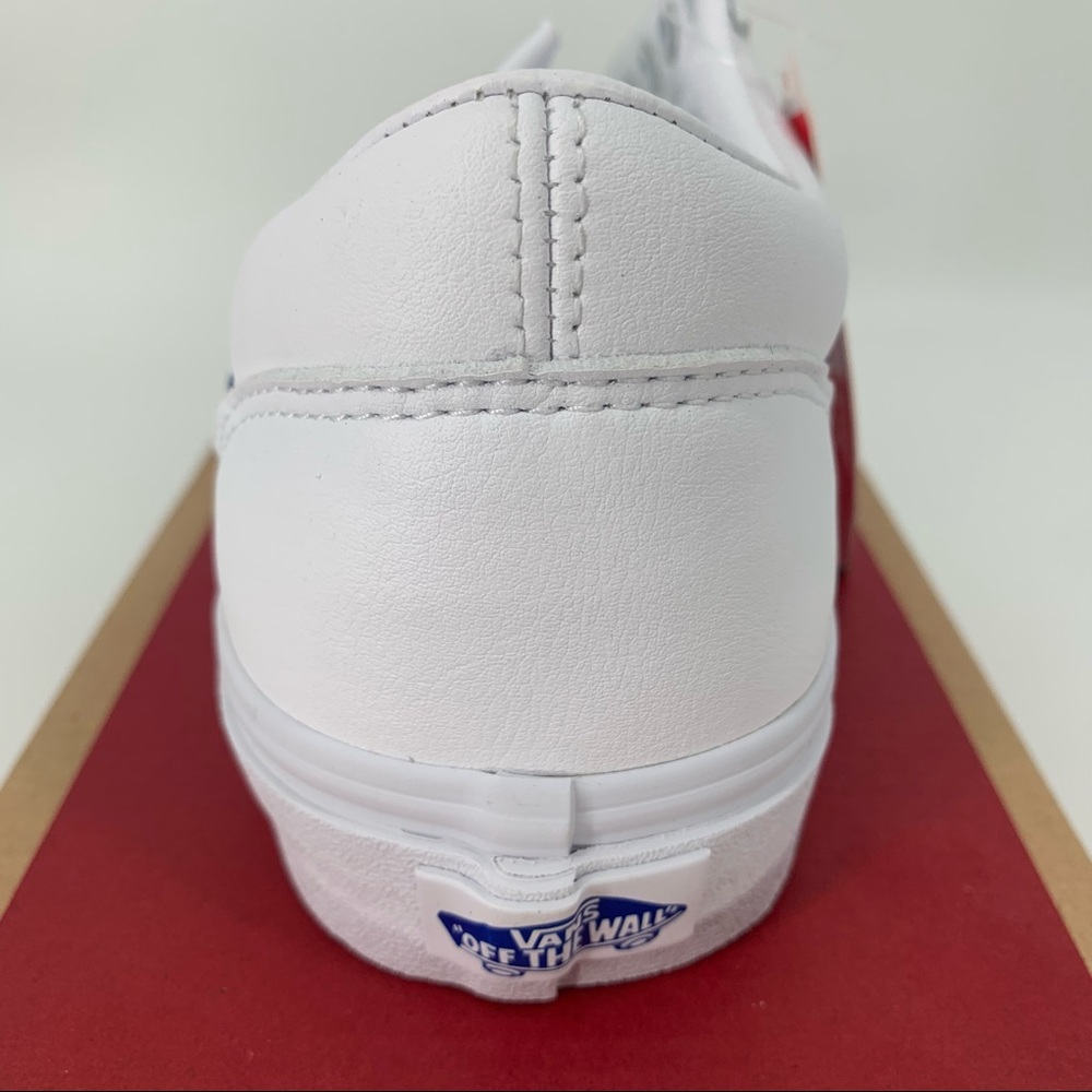 NIB Vans Old Skool Pop Classic White Blue Skater Shoe Leather - Picture 5 of 10
